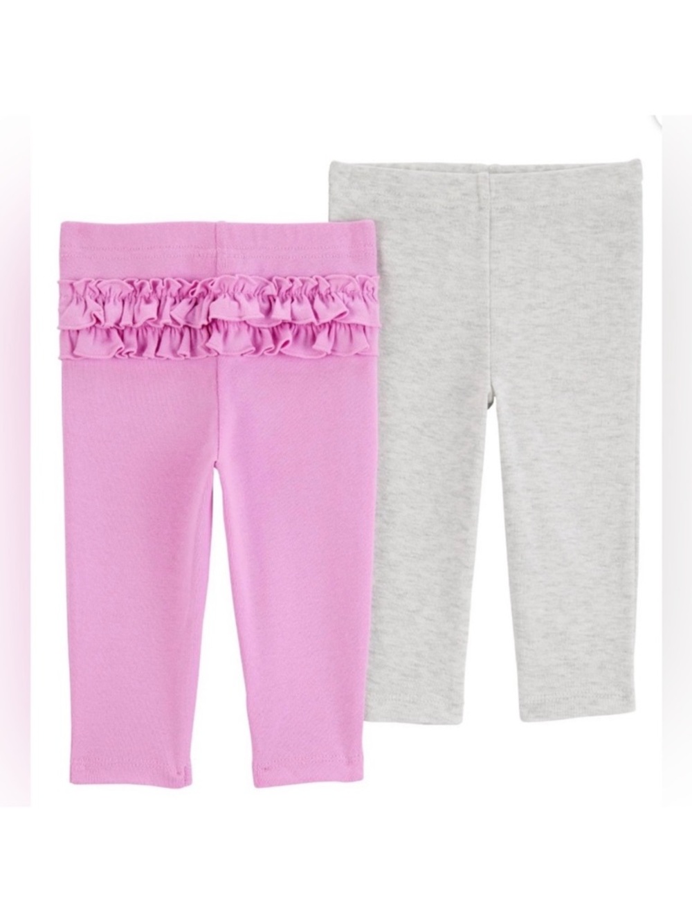 Carter's Child Of Mine Pink & Heather Gray Baby Girl Pull On Leggings 2 Pc Set